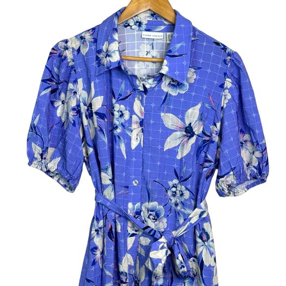 Susan Graver Petite Medium Embroidered Floral Button Front Midi Shirt Dress - Picture 3 of 10